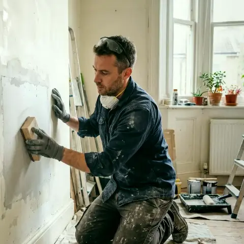 Erdbeere Falk – Feinspachtelarbeiten an der Wand